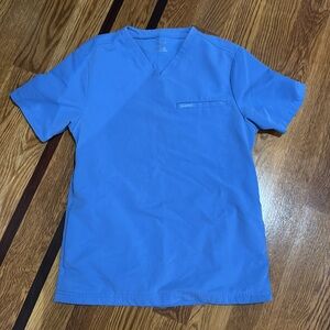 XS 3 pocket jaanuu scrub top ceil blue